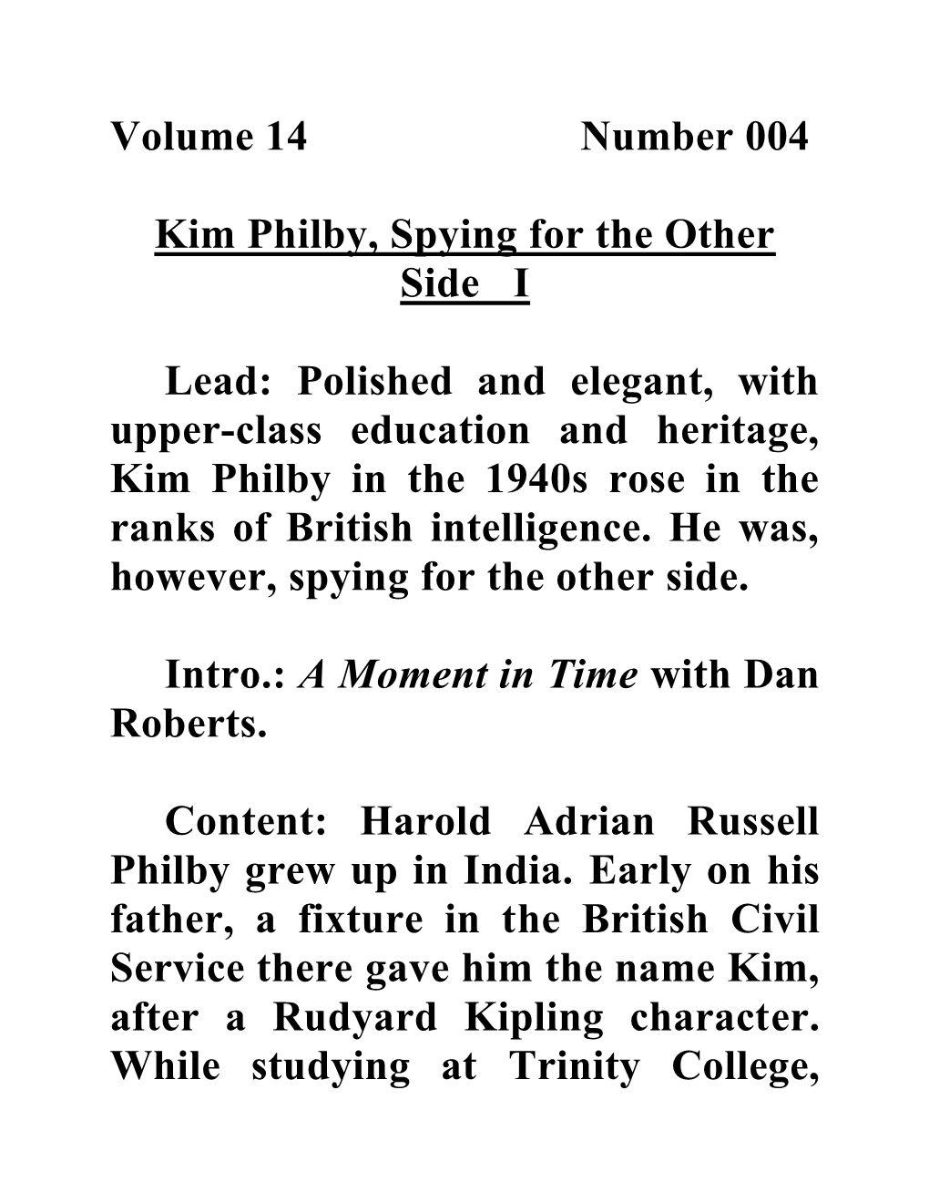 Volume 14 Number 004 Kim Philby