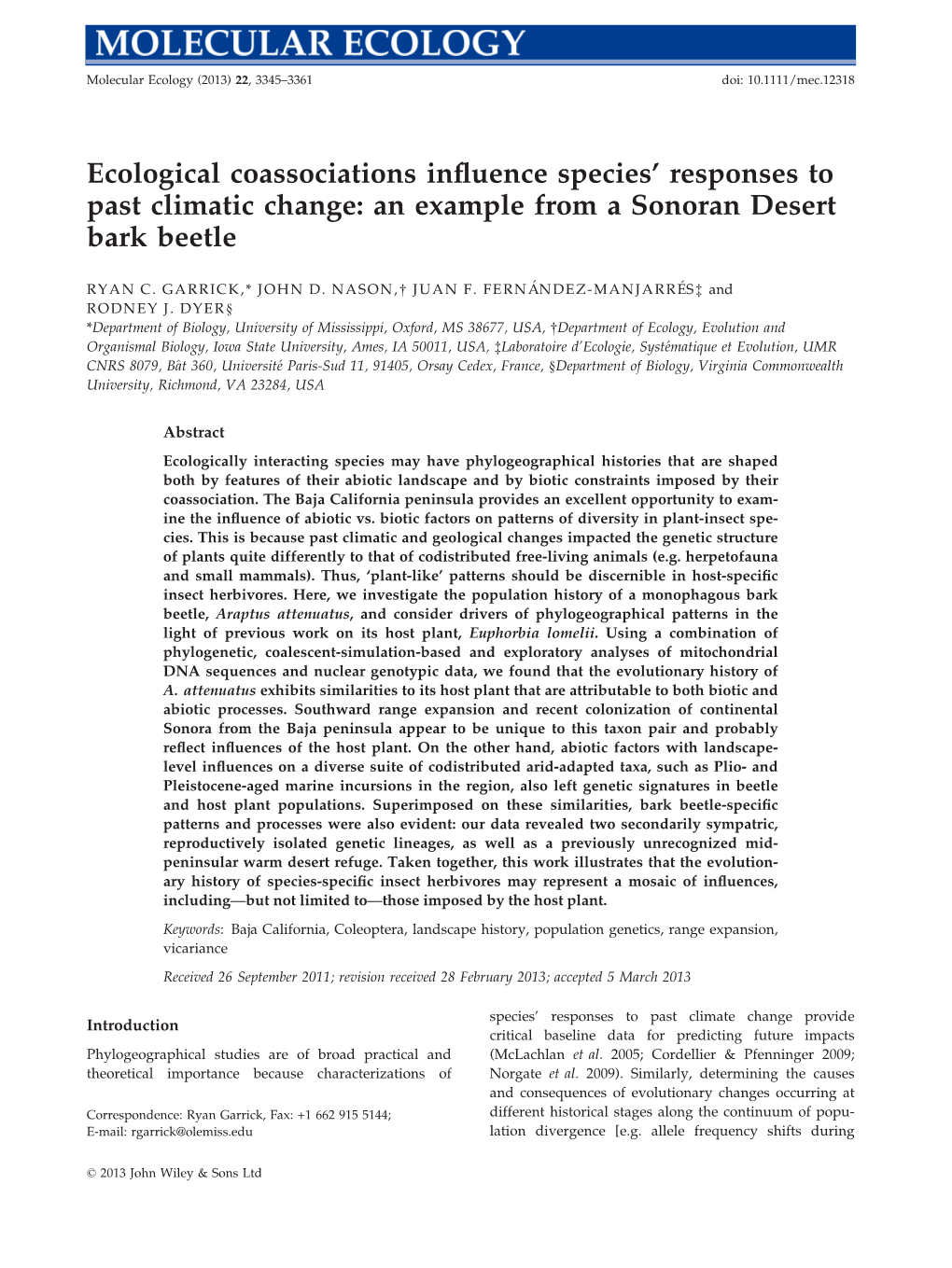 Ecological Coassociations Influence Species Responses To