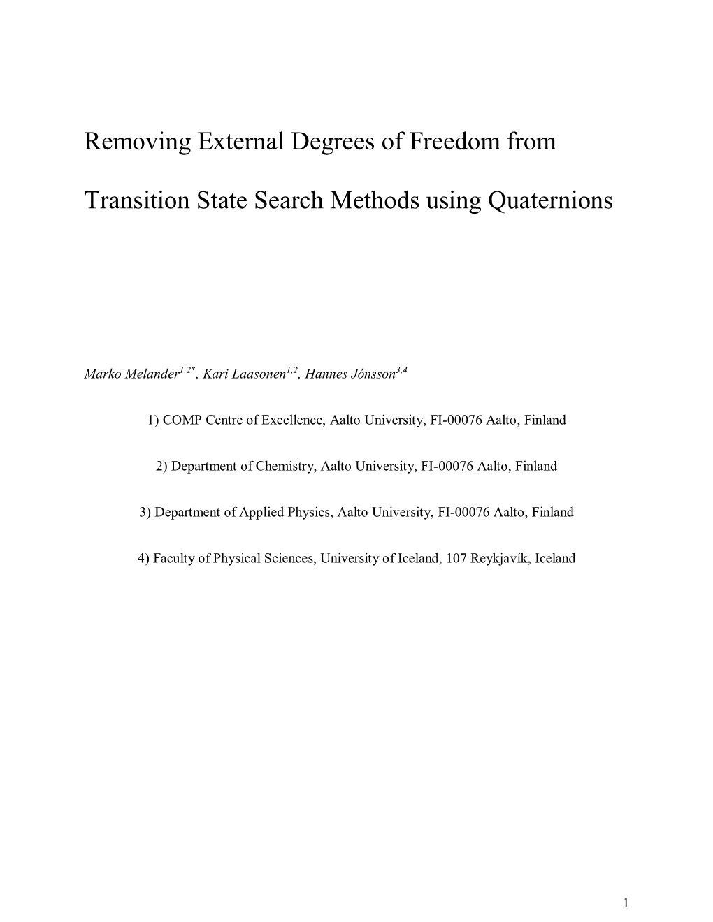 Removing External Degrees of Freedom from Transition State