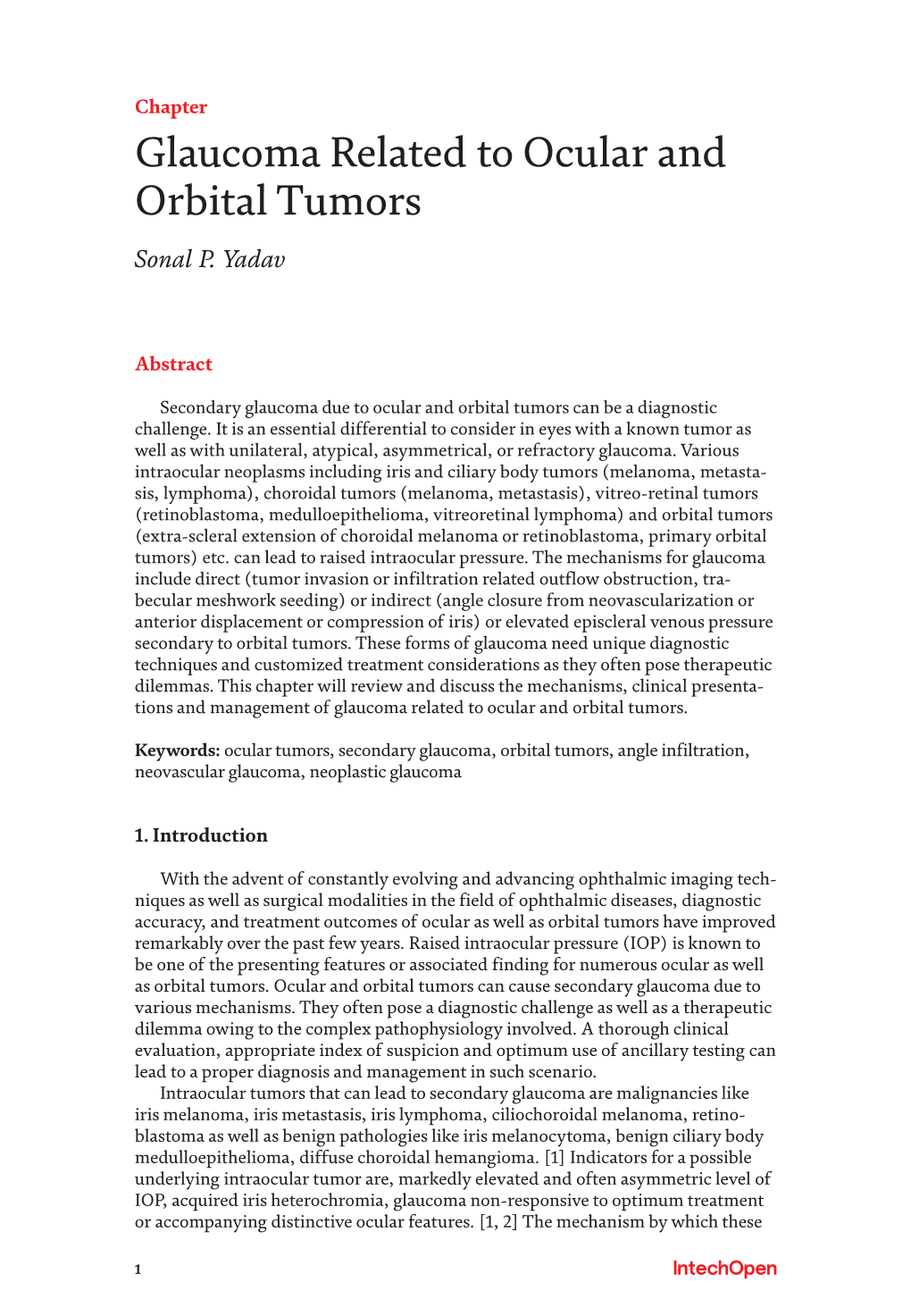 Glaucoma Related to Ocular and Orbital Tumors Sonal P