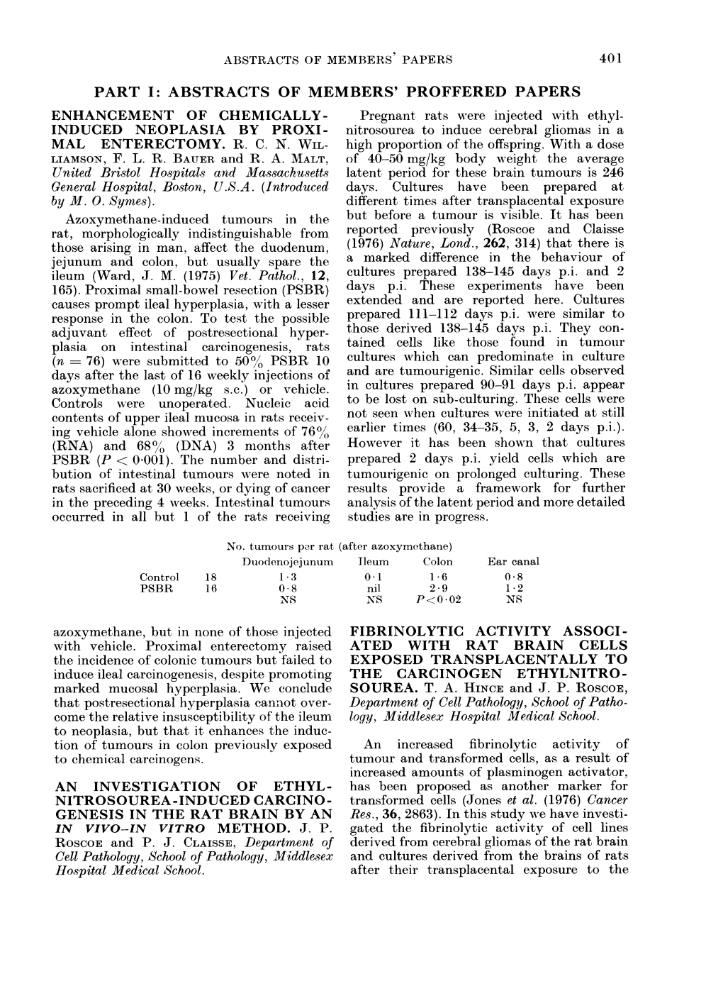 Part I: Abstracts of Members' Proffered