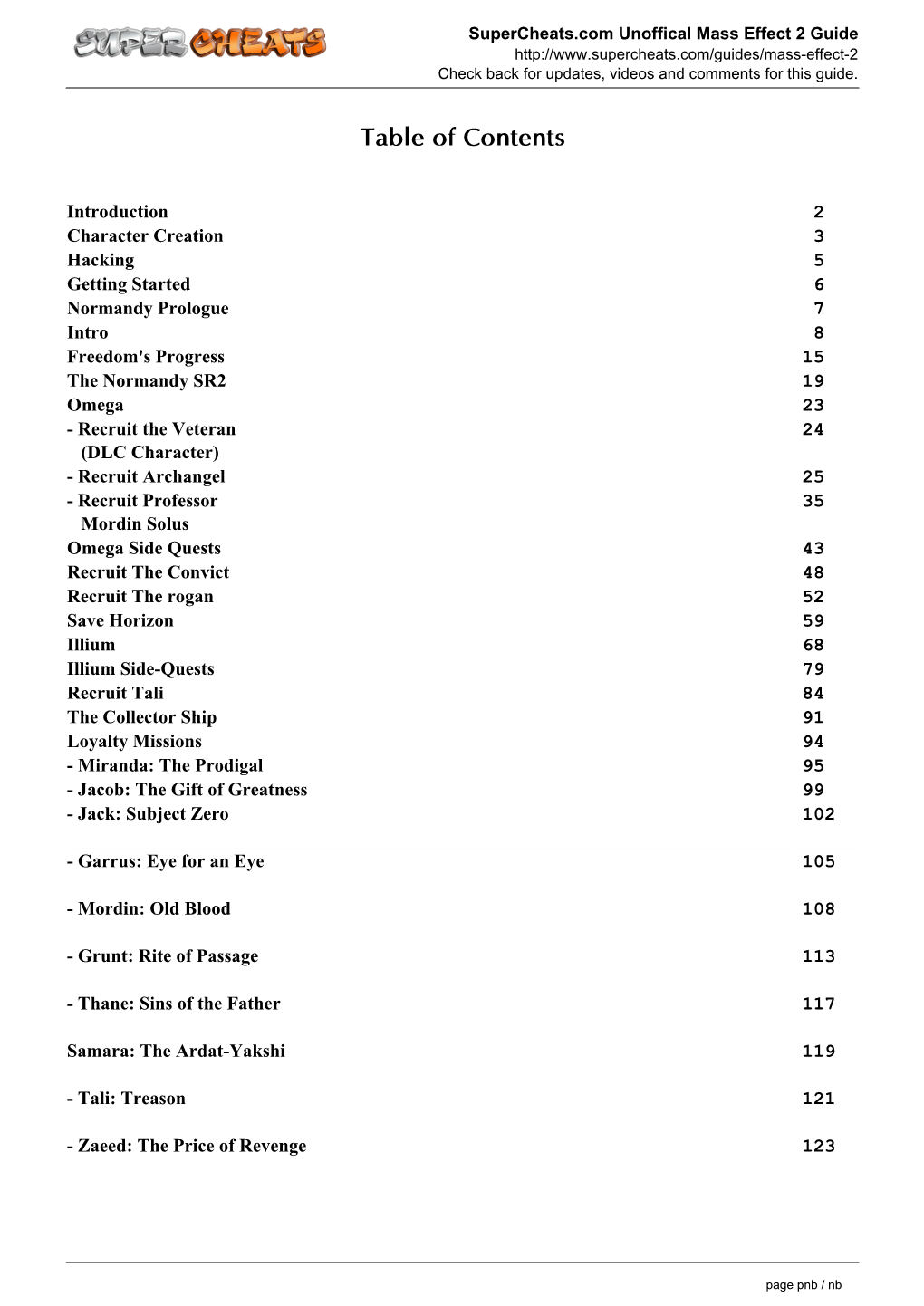 Mass Effect 2 Unofficial Guide