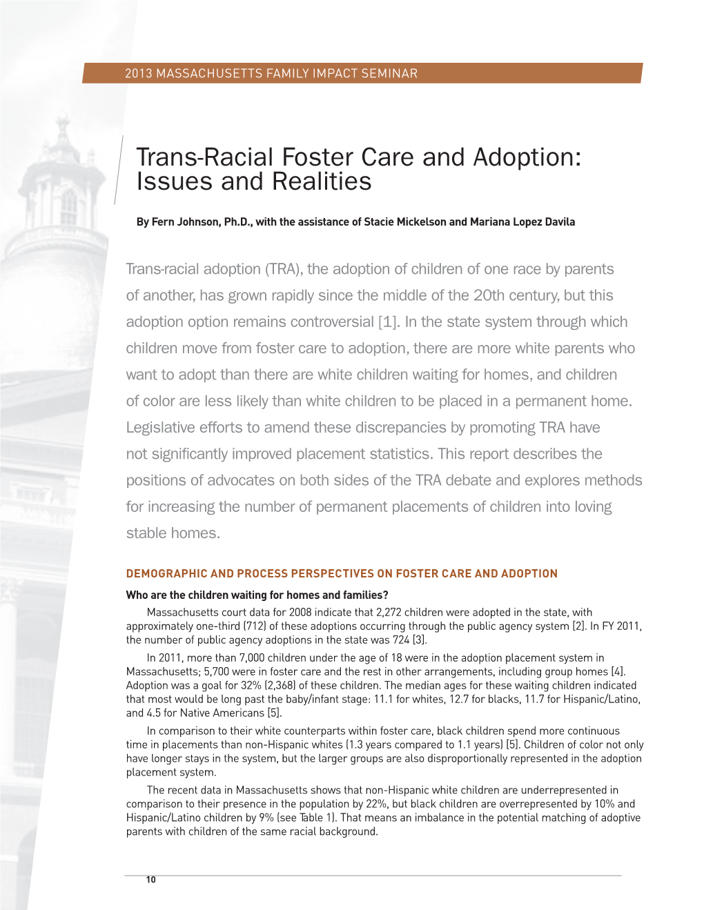 Trans-Racial Foster Care and Adoption: Issues and Realities (Pdf)