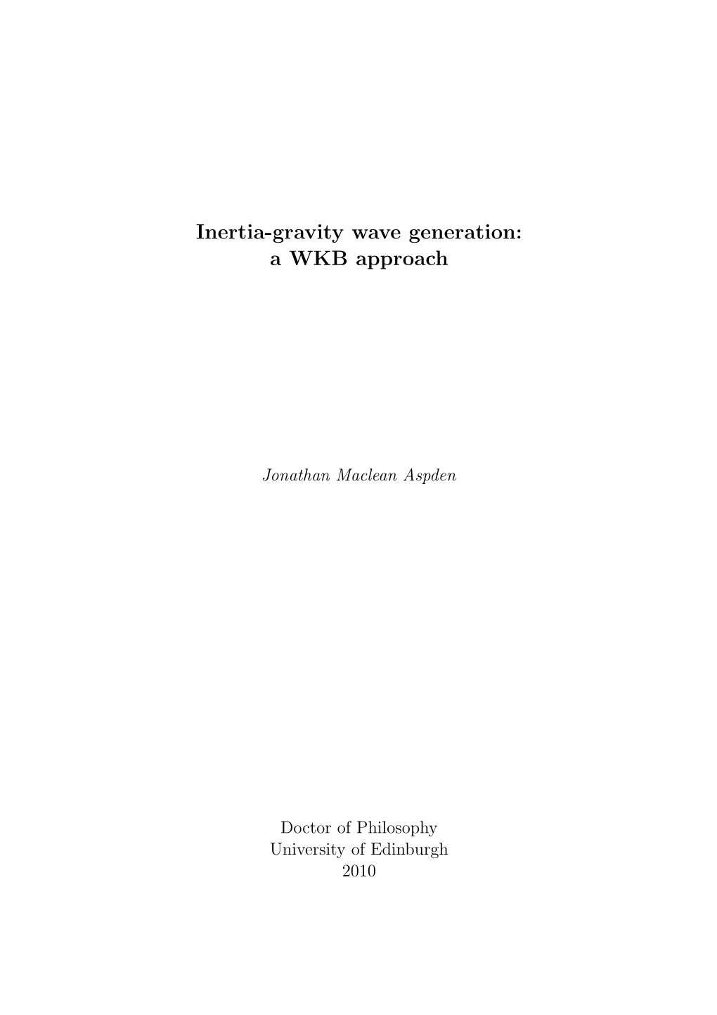 Inertia-Gravity Wave Generation: a WKB Approach