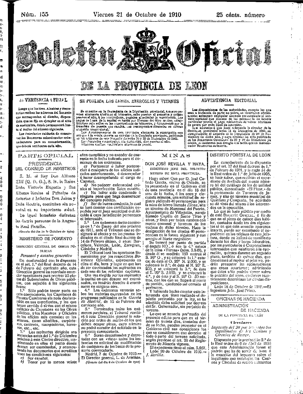 Núm. 155 Viernes 2 1 De Octubre De 1910 25 Cénts. Número SE Rwiug