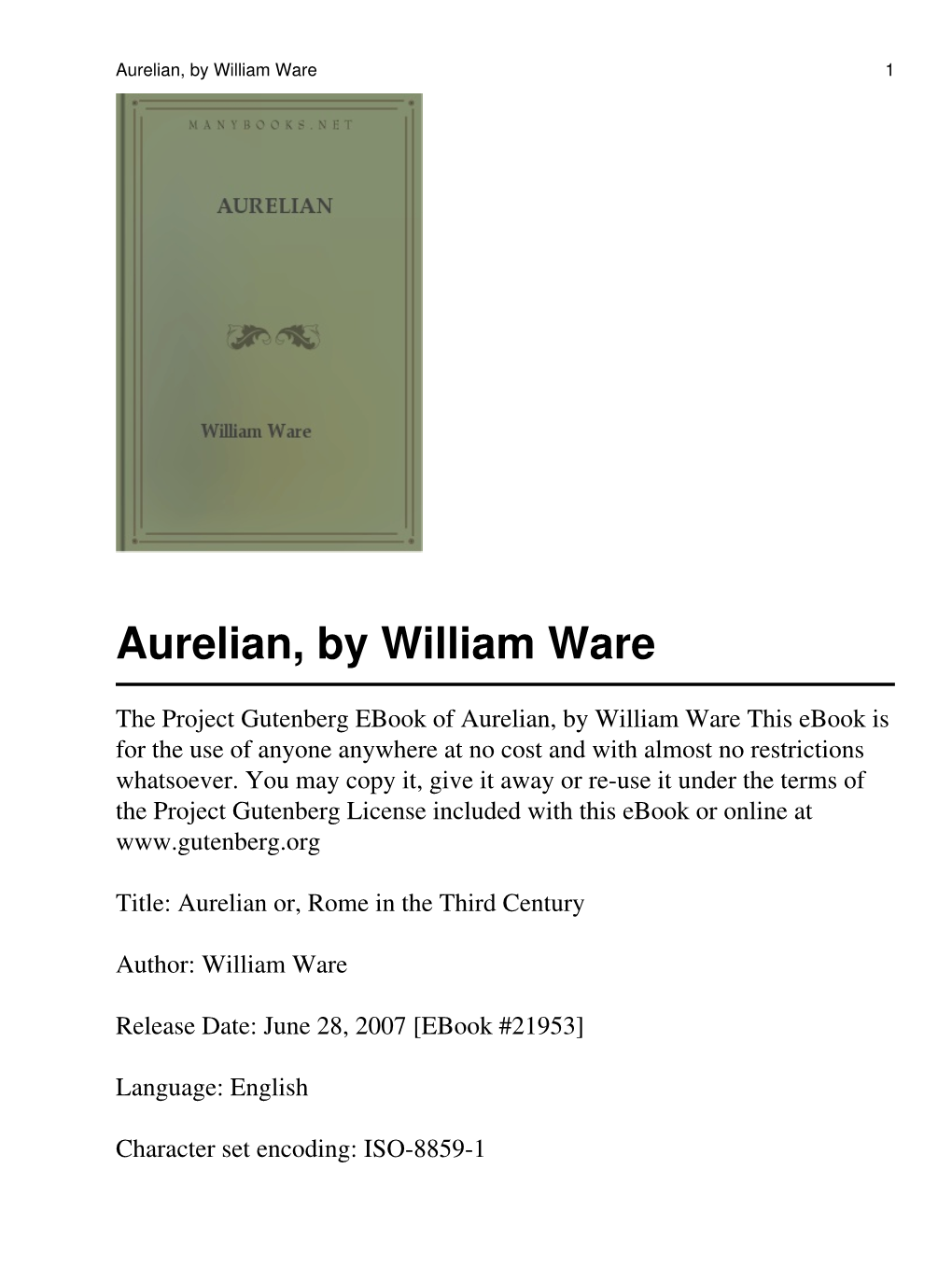 Aurelian, by William Ware 1