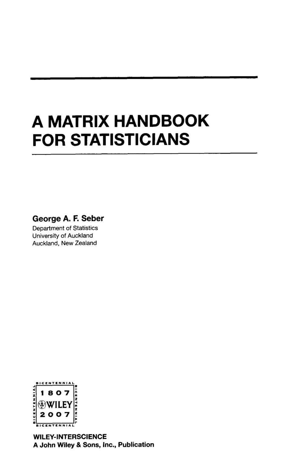 A Matrix Handbook for Statisticians