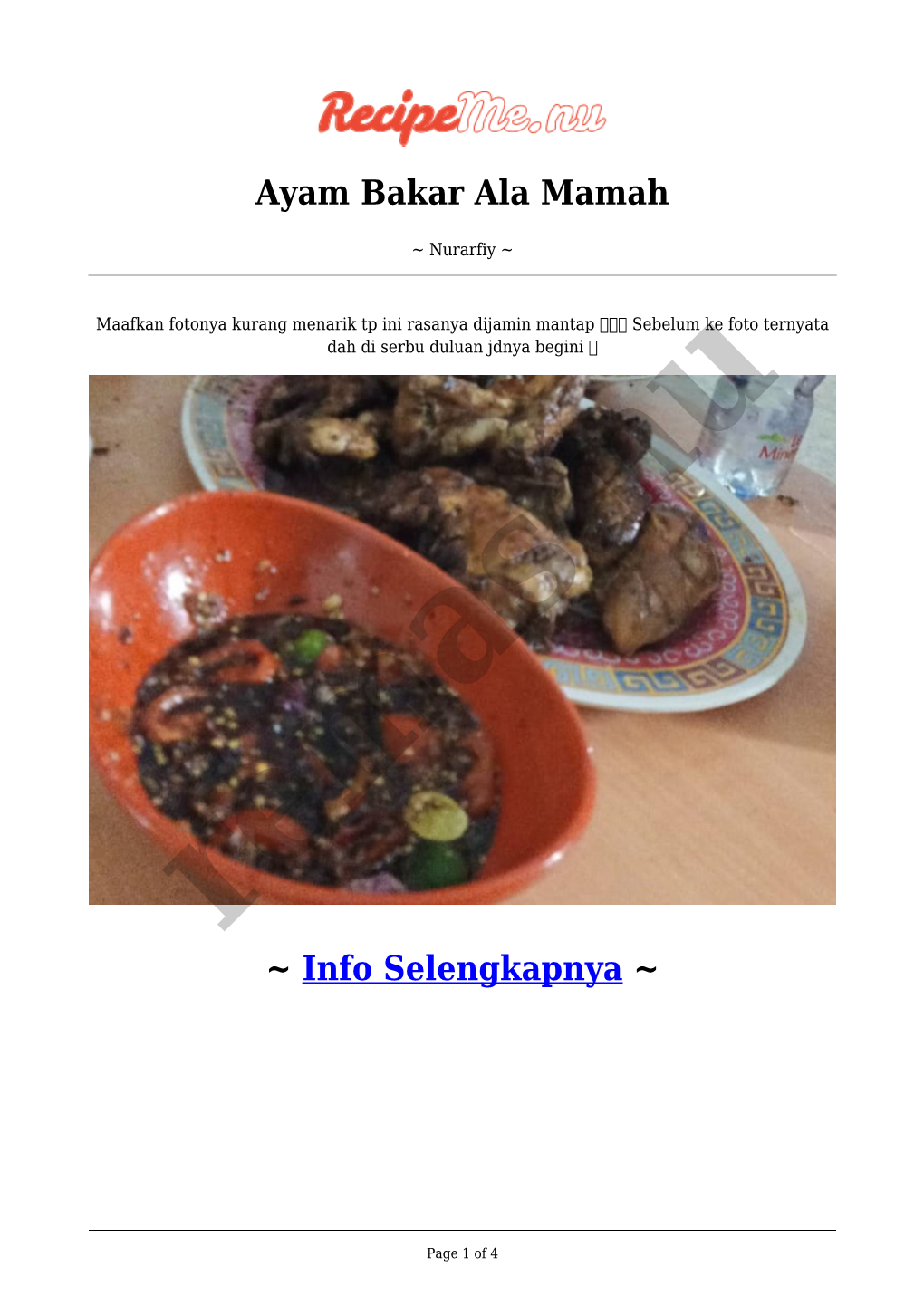 Ayam Bakar Ala Mamah