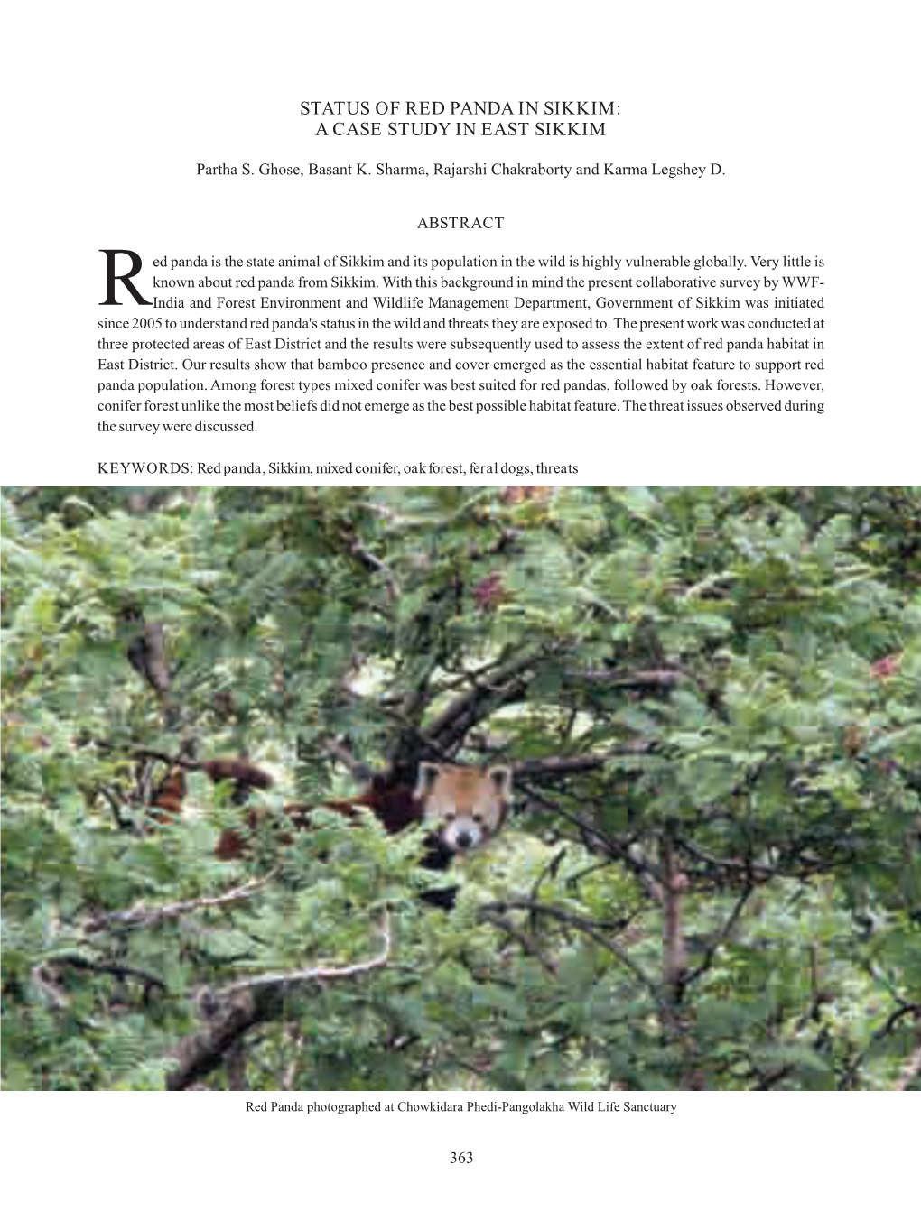 Status of Red Panda in Sikkim: a Case Study in East Sikkim