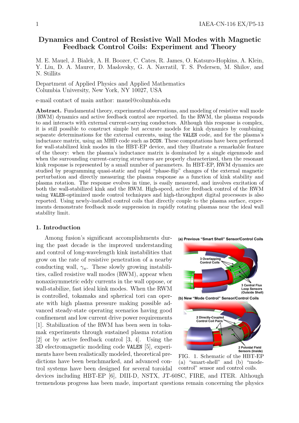 Dynamics and Control of Resistive Wall Modes with Magnetic Feedback Control Coils: Experiment and Theory