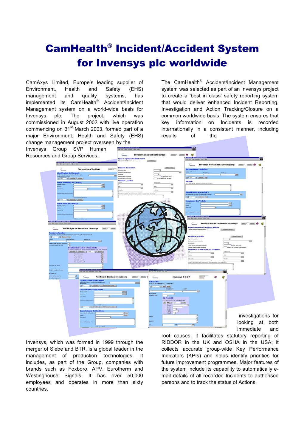 Invensys Case Study by Camaxys Ltd