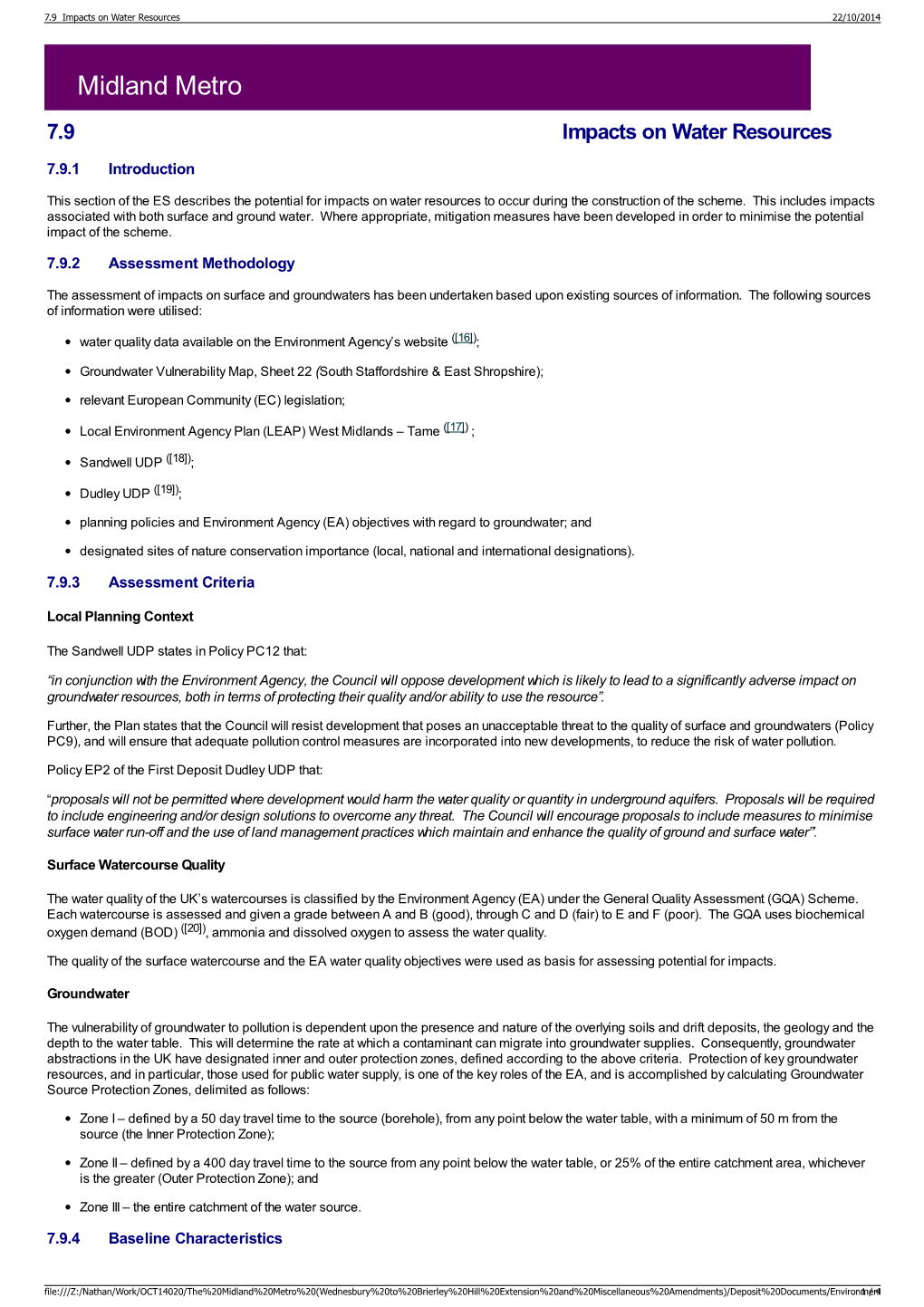 7.9 Impacts on Water Resources 22/10/2014