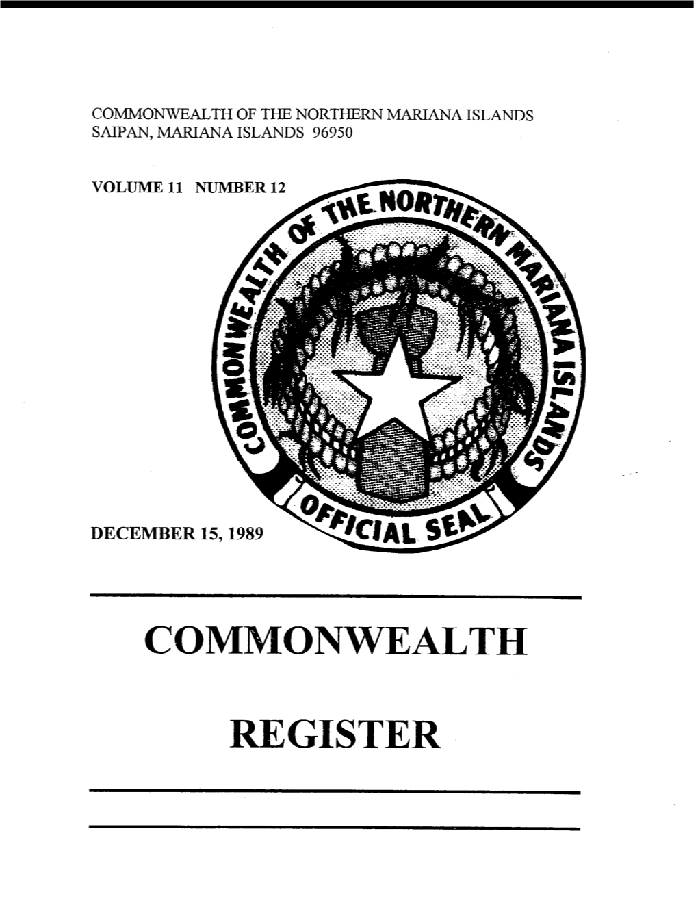 Commonwealth Register Volume 11 No