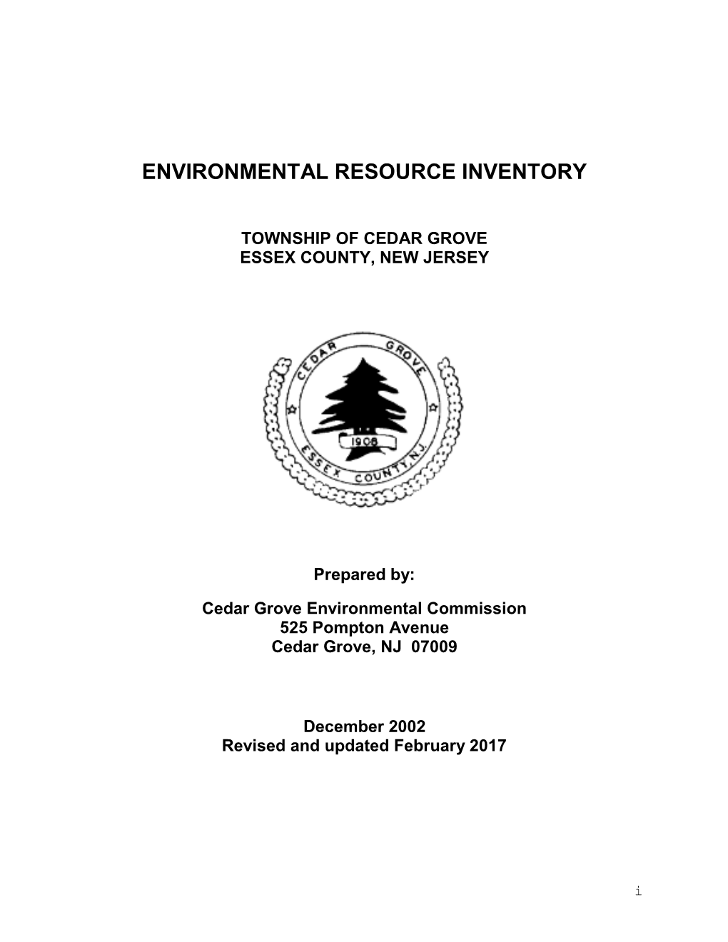 Cedar Grove Environmental Resource Inventory