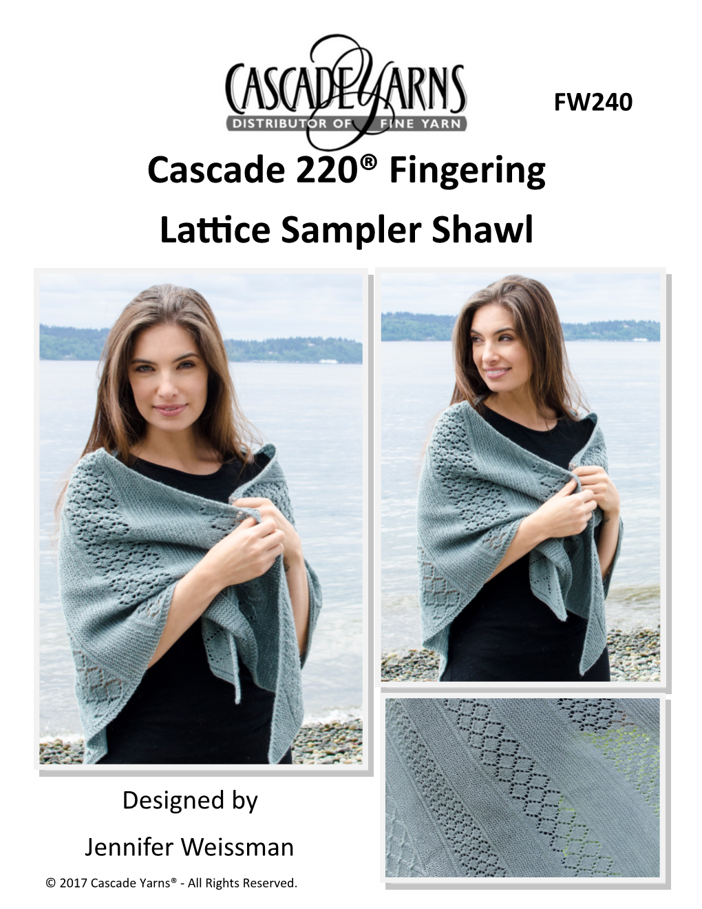 Cascade 220® Fingering Lattice Sampler Shawl