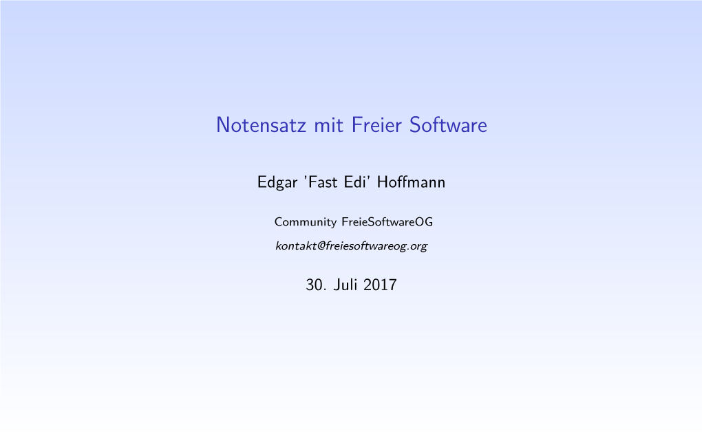 Notensatz Mit Freier Software
