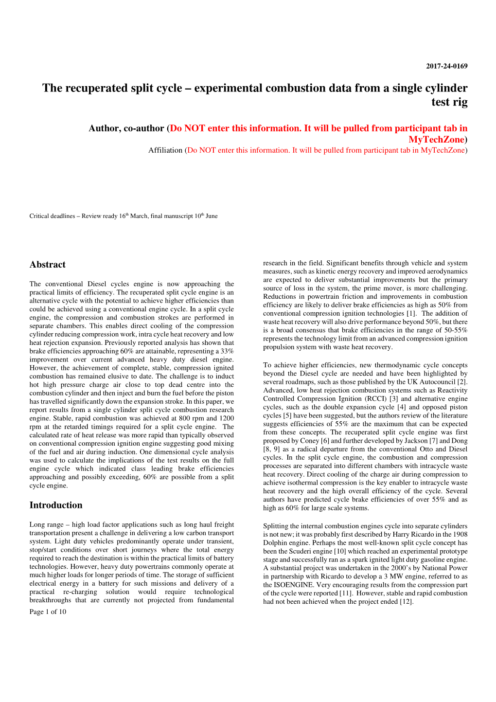 The Recuperated Split Cycle – Experimental Combustion Data from a Single Cylinder Test Rig