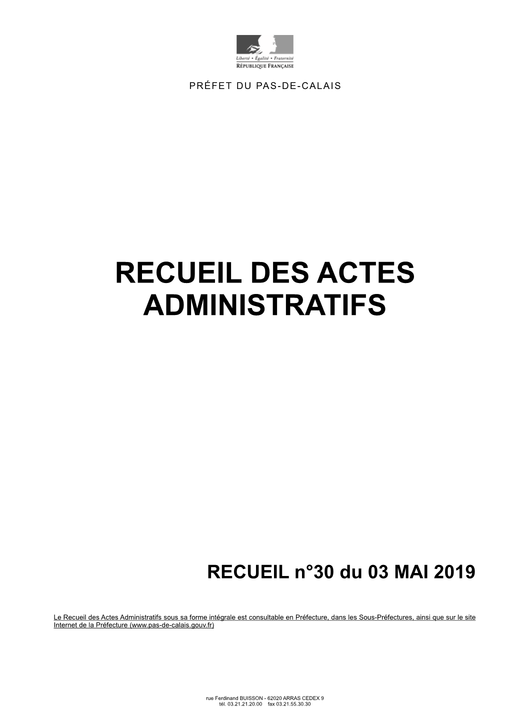 Recueil Des Actes Administratifs