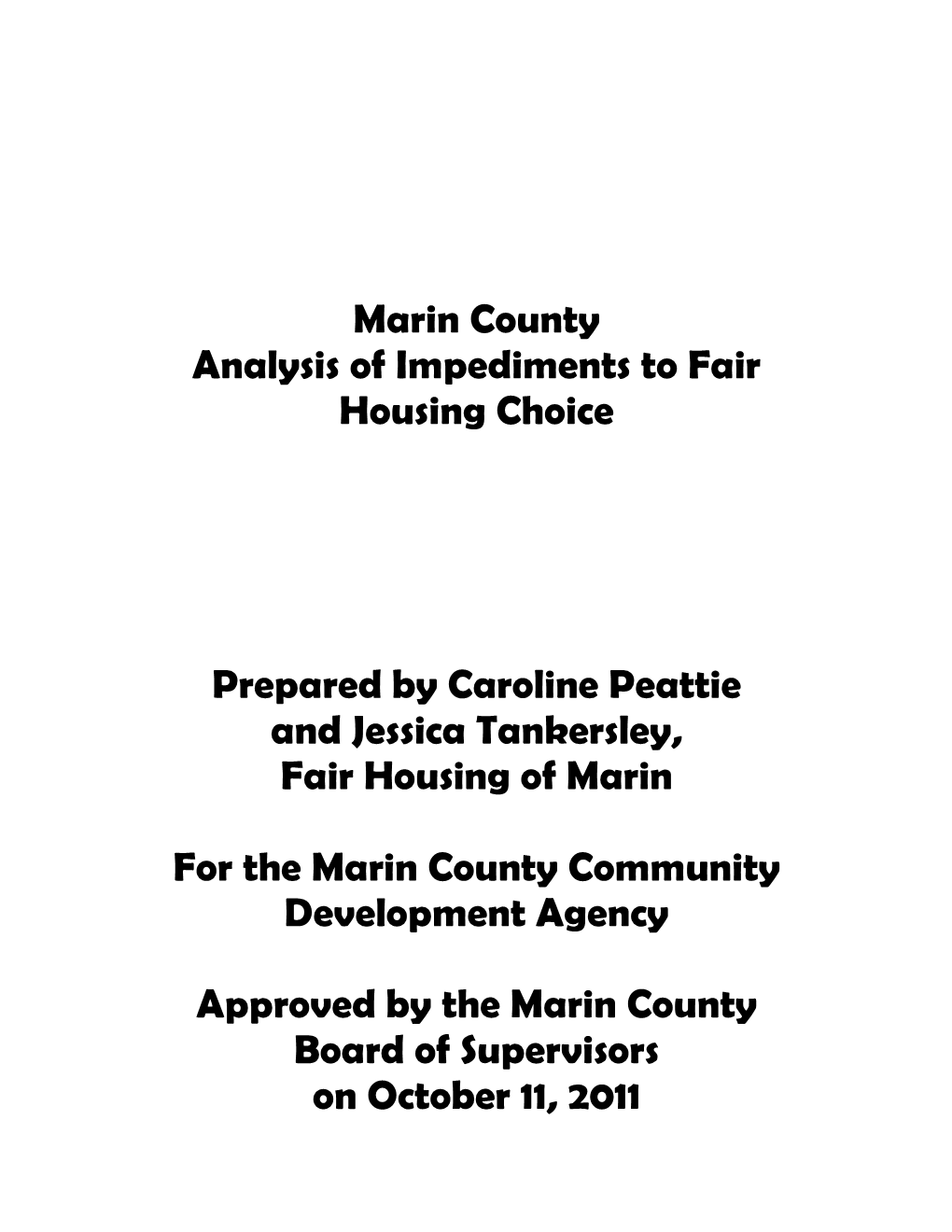 Analysis of Impediments to Fair Housing Choice