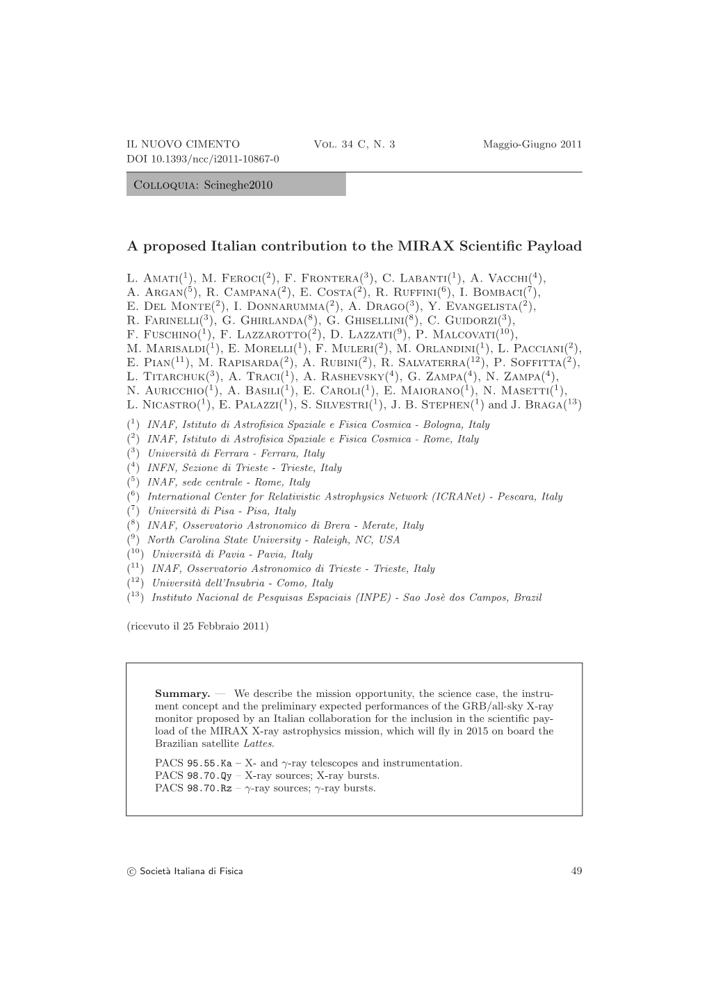 A Proposed Italian Contribution to the Mirax Scientific Payload 51