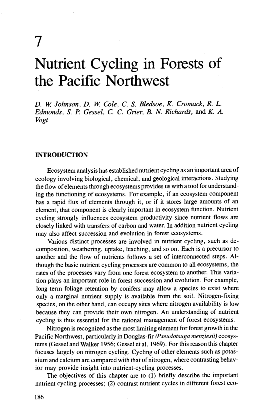 Nutrient Cycling in Forests of the Pacific Northwest