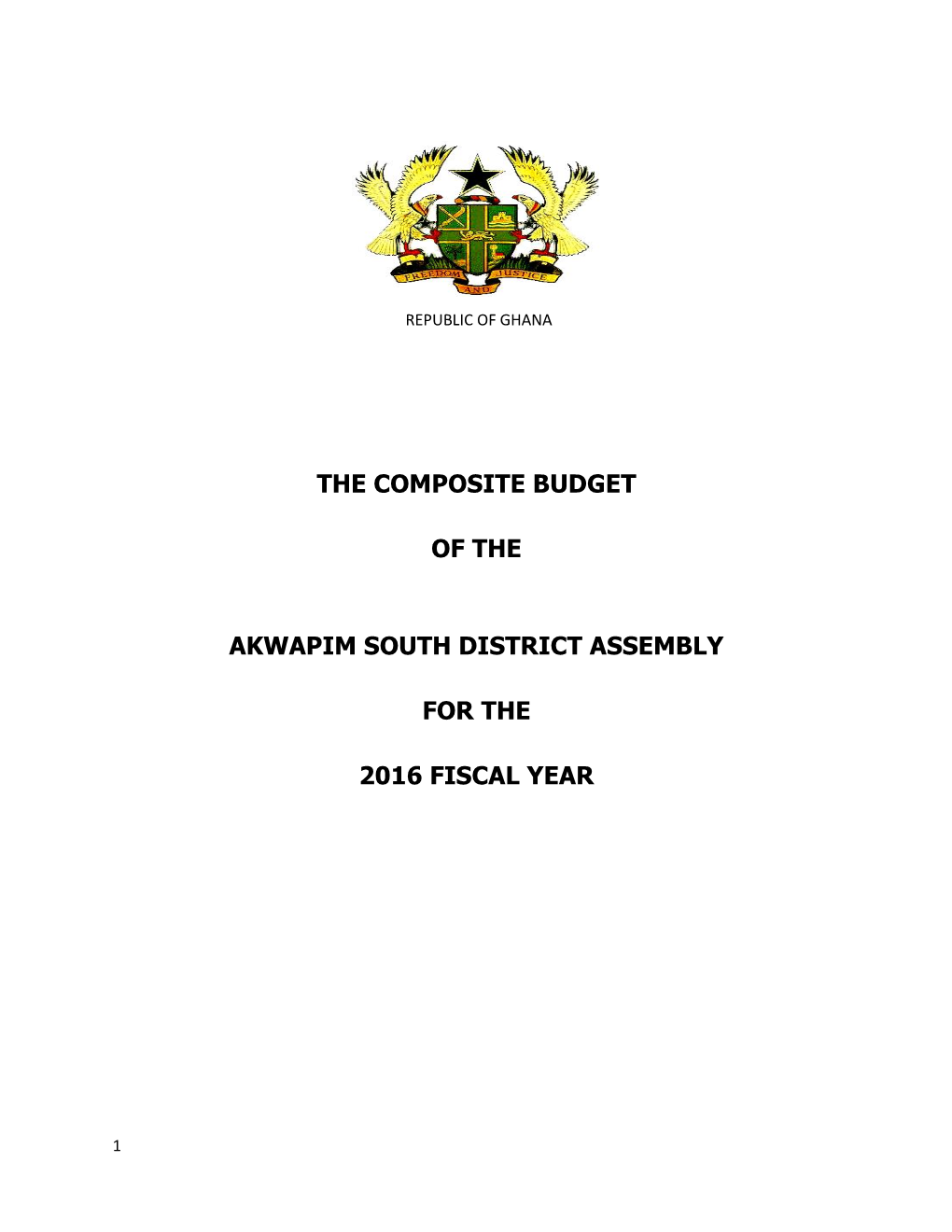 The Composite Budget of the Akwapim South District Assembly for the 2016