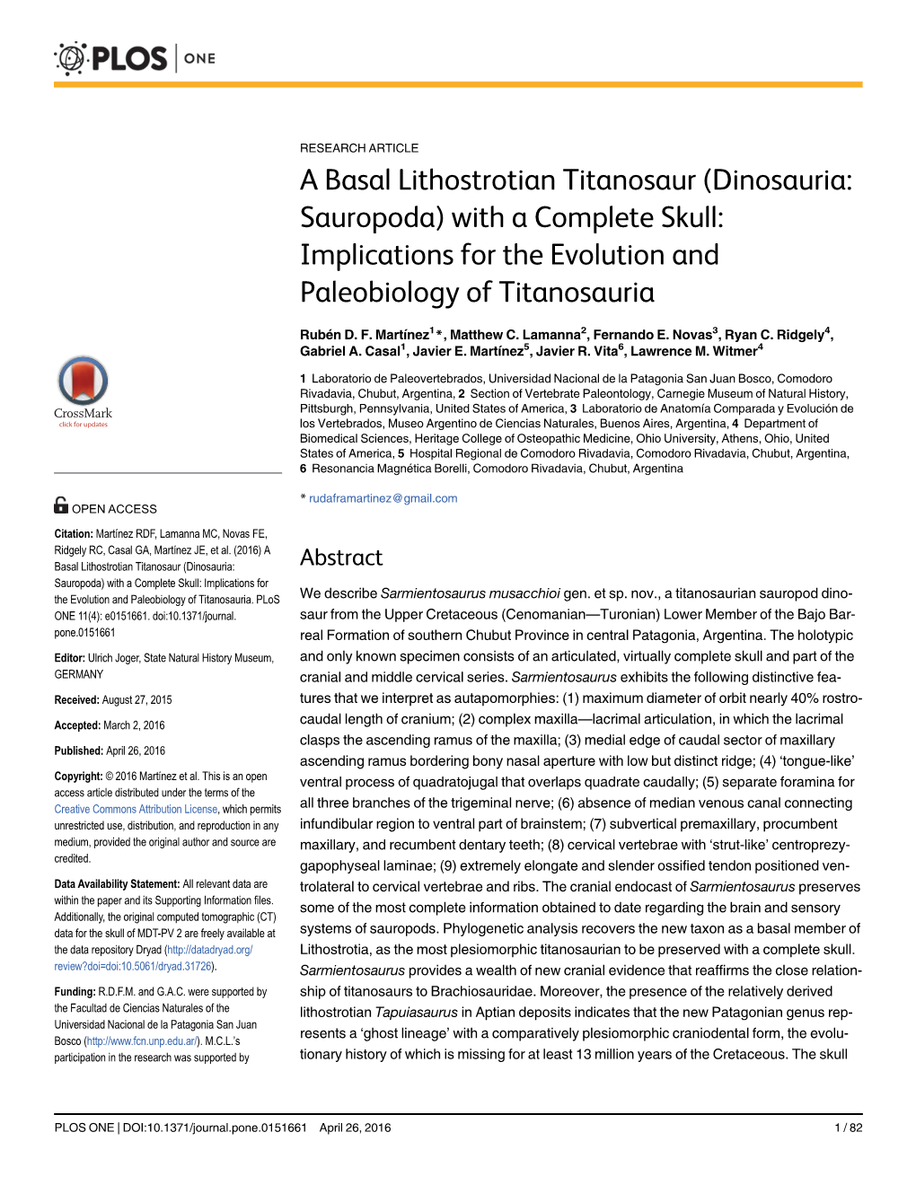 A Basal Lithostrotian Titanosaur (Dinosauria: Sauropoda) with a Complete Skull: Implications for the Evolution and Paleobiology of Titanosauria