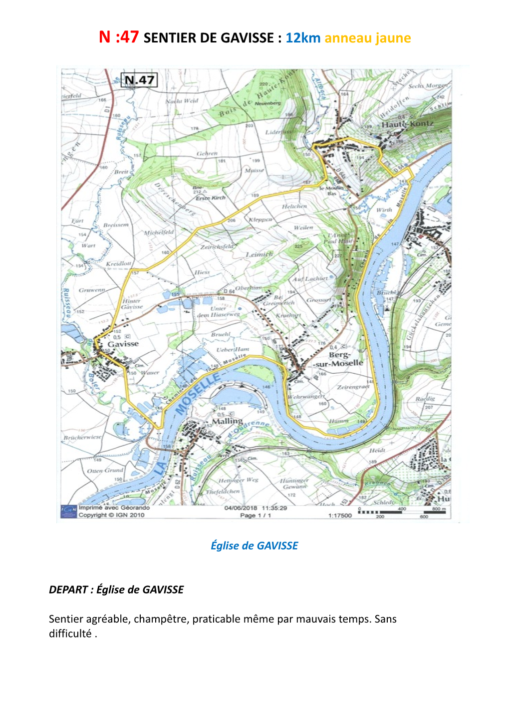 47 SENTIER DE GAVISSE : 12Km Anneau Jaune