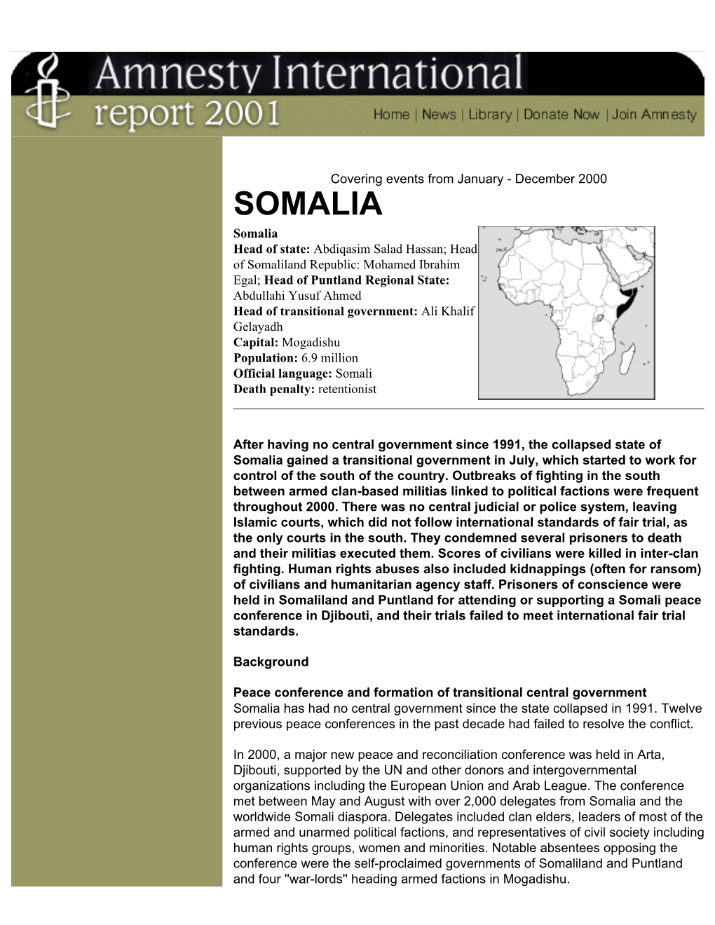 Amnesty International Report 2001