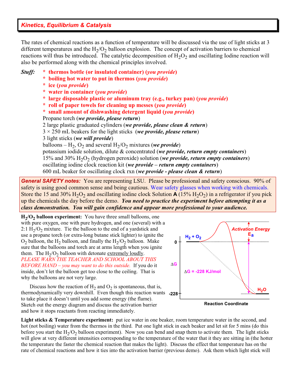 Kinetics, Equilibrium & Catalysis