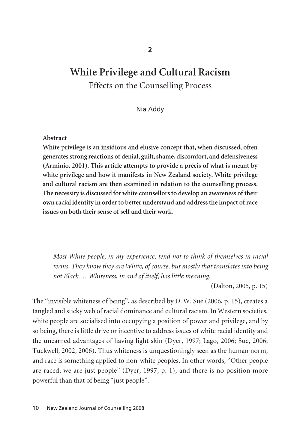 White Privilege and Cultural Racism Effects on the Counselling Process