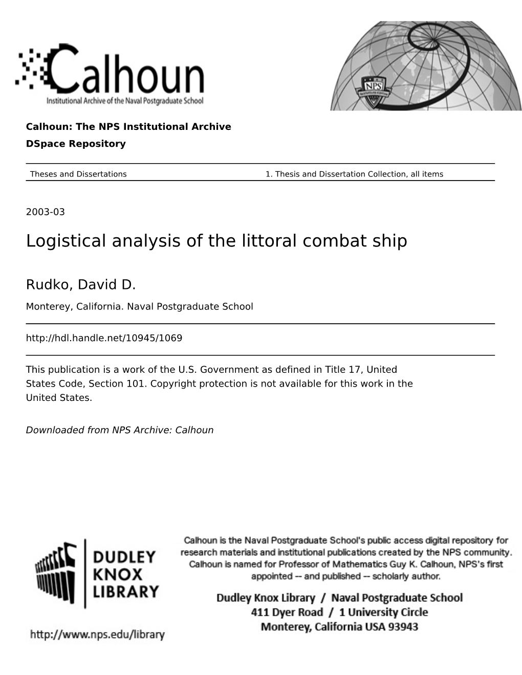 Logistical Analysis of the Littoral Combat Ship