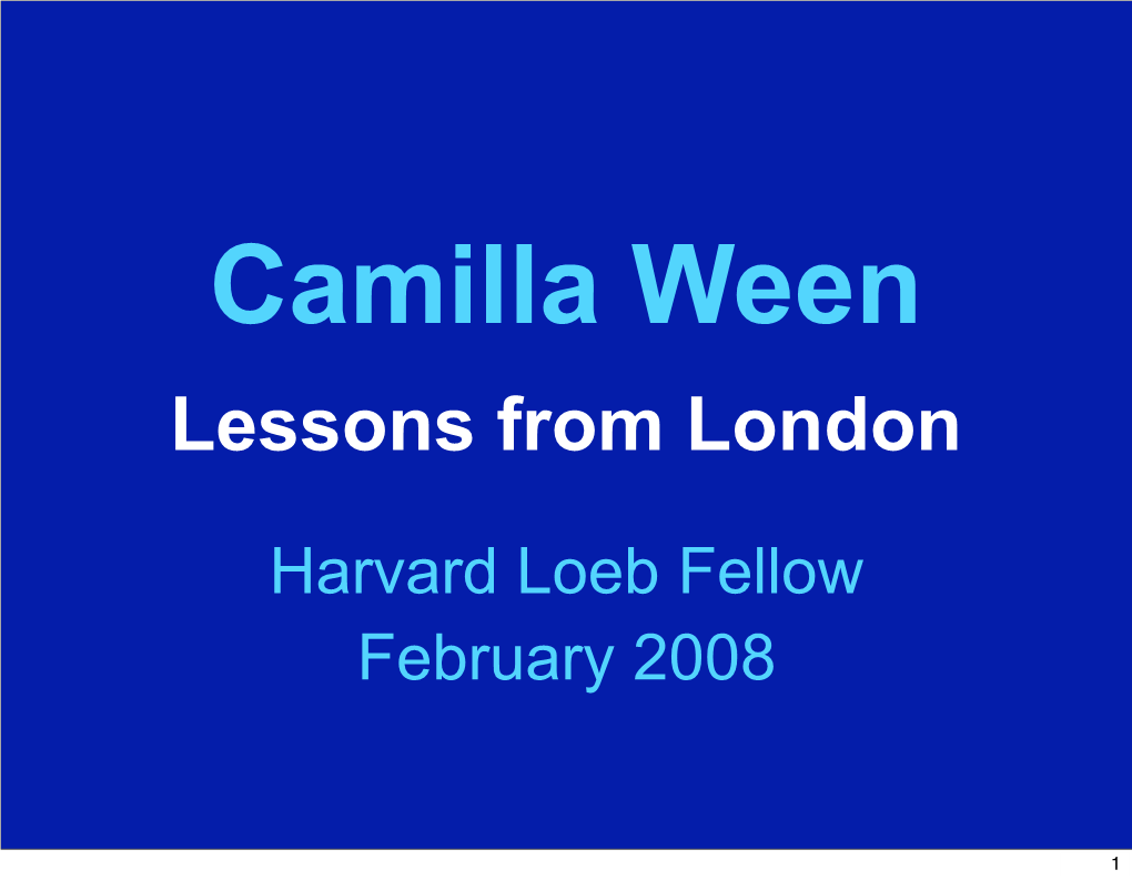 Camilla Ween Lessons from London