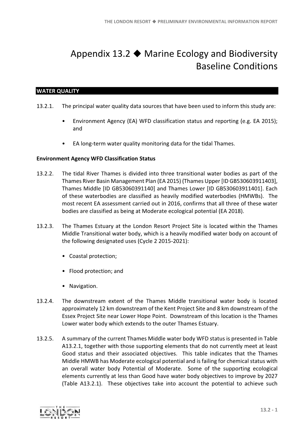 Appendix 13.2 Marine Ecology and Biodiversity Baseline Conditions