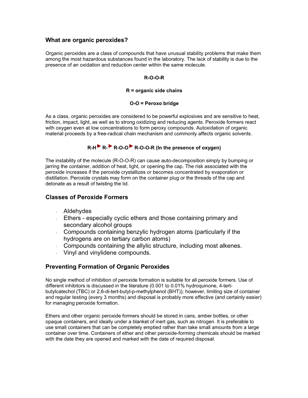 Peroxide Forming Chemicals