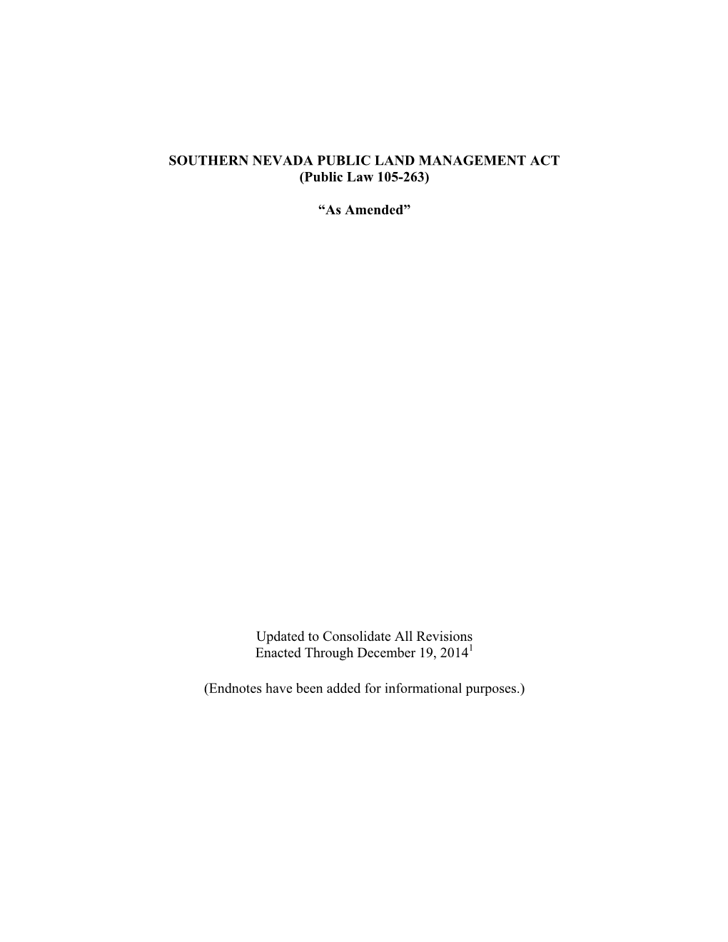 Southern Nevada Public Land Management Act of 1998''