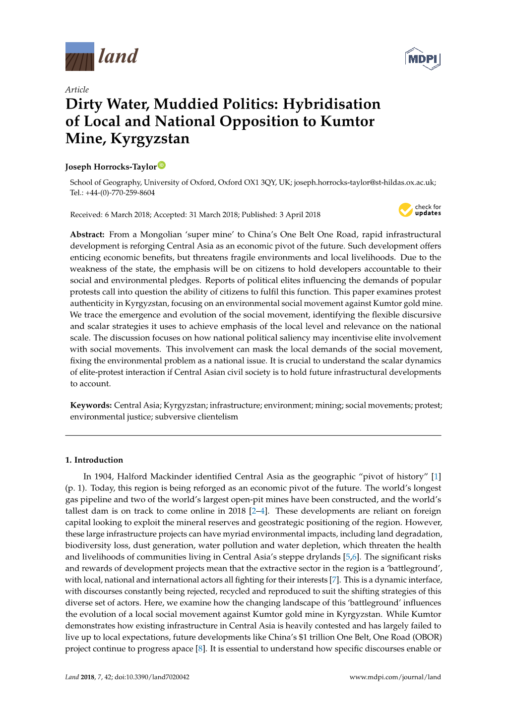 Hybridisation of Local and National Opposition to Kumtor Mine, Kyrgyzstan