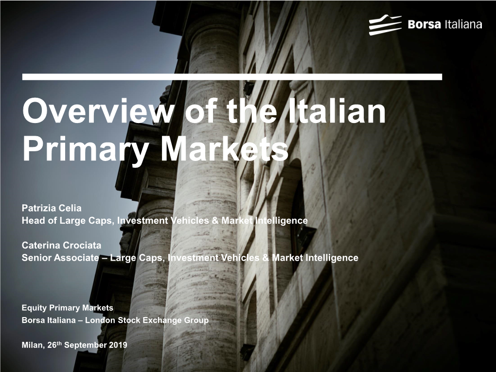 Overview of the Italian Primary Markets