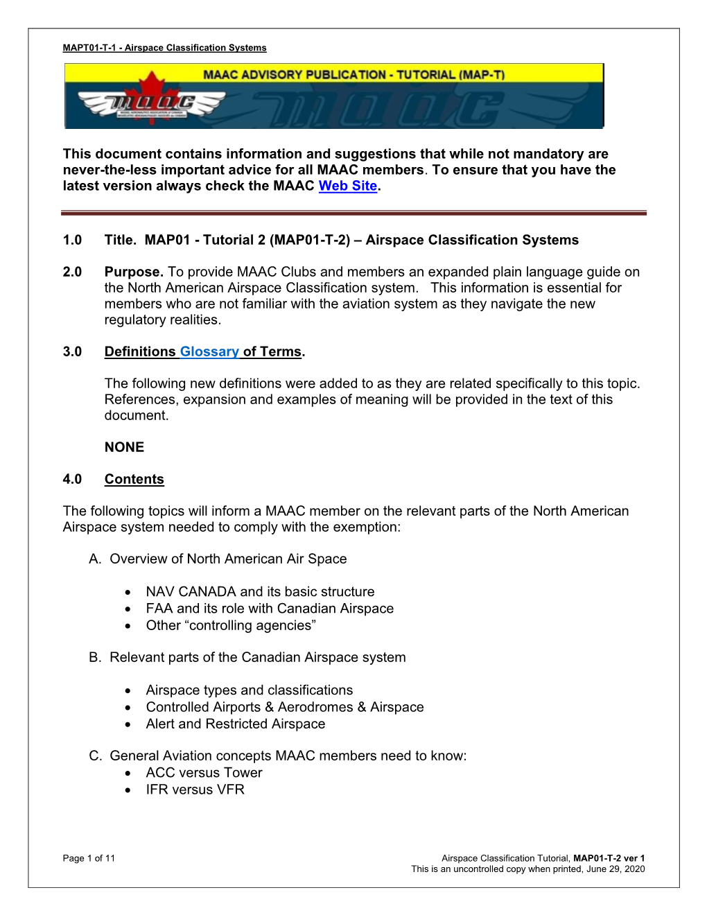 MAP01-T-2 – Airspace Classifications