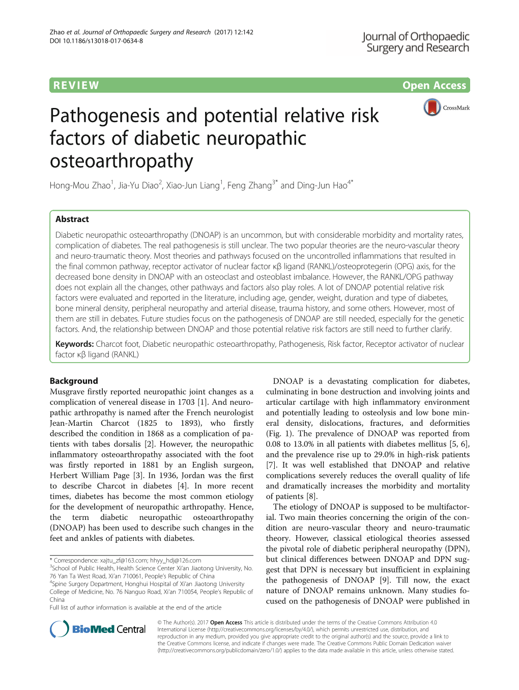 Pathogenesis and Potential Relative Risk Factors of Diabetic Neuropathic