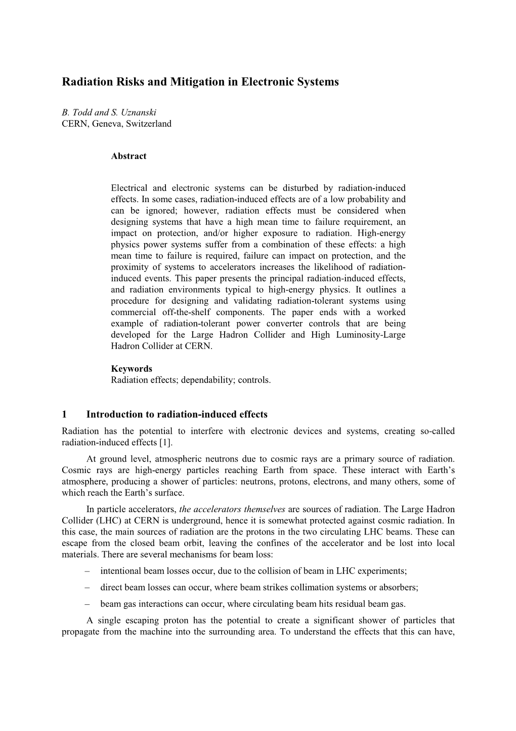 Radiation Risks and Mitigation in Electronic Systems