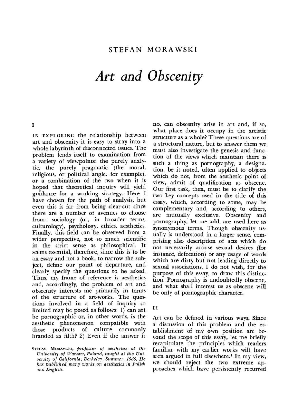 Art and Obscenity