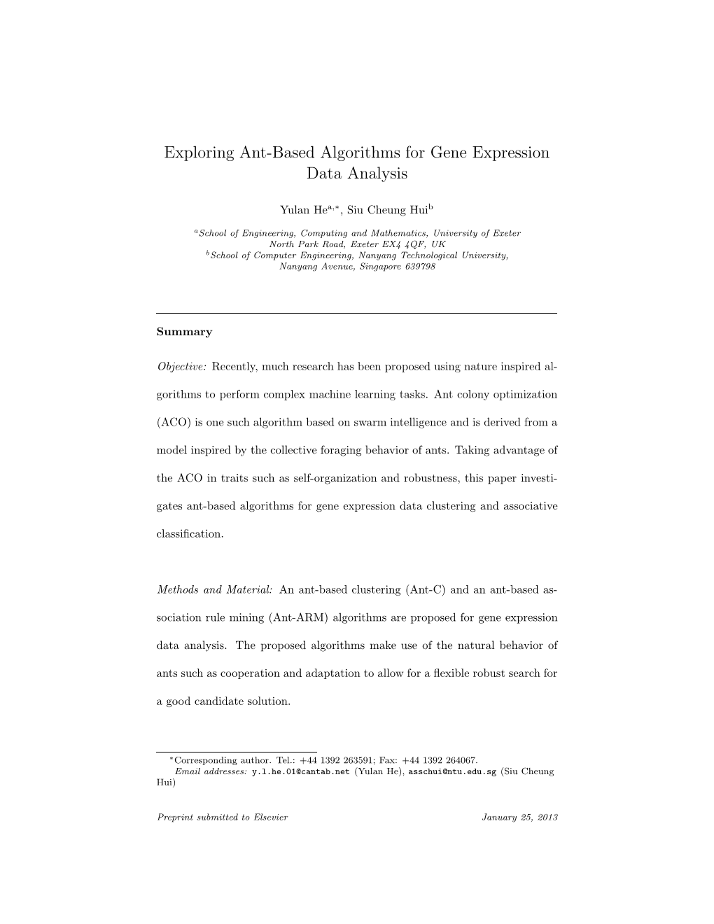 Exploring Ant-Based Algorithms for Gene Expression Data Analysis