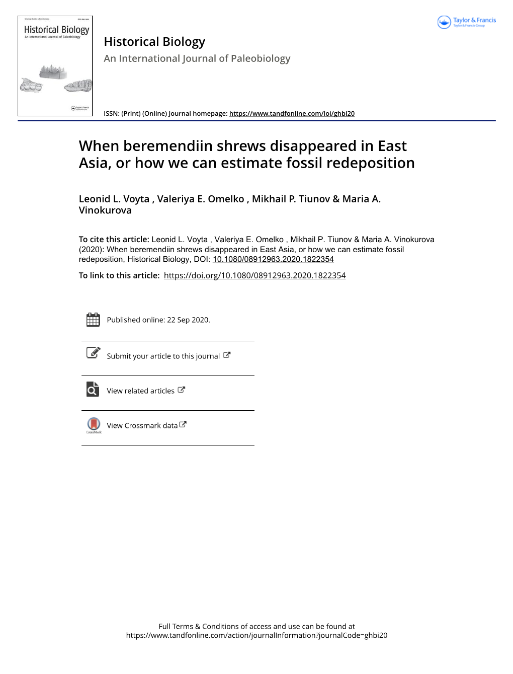 When Beremendiin Shrews Disappeared in East Asia, Or How We Can Estimate Fossil Redeposition