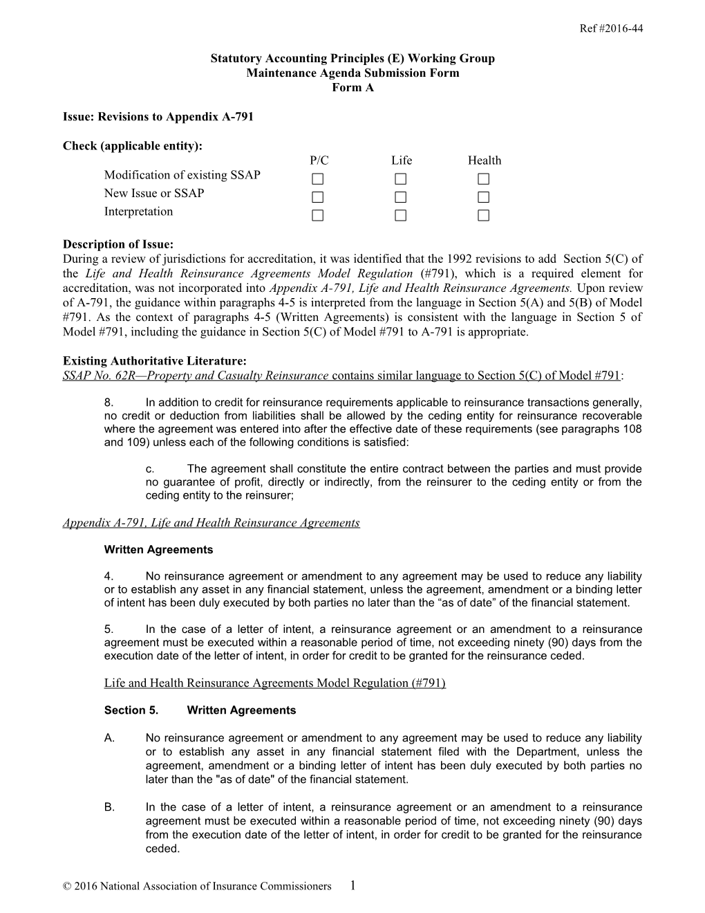 Statutory Accounting Principles Working Group s9