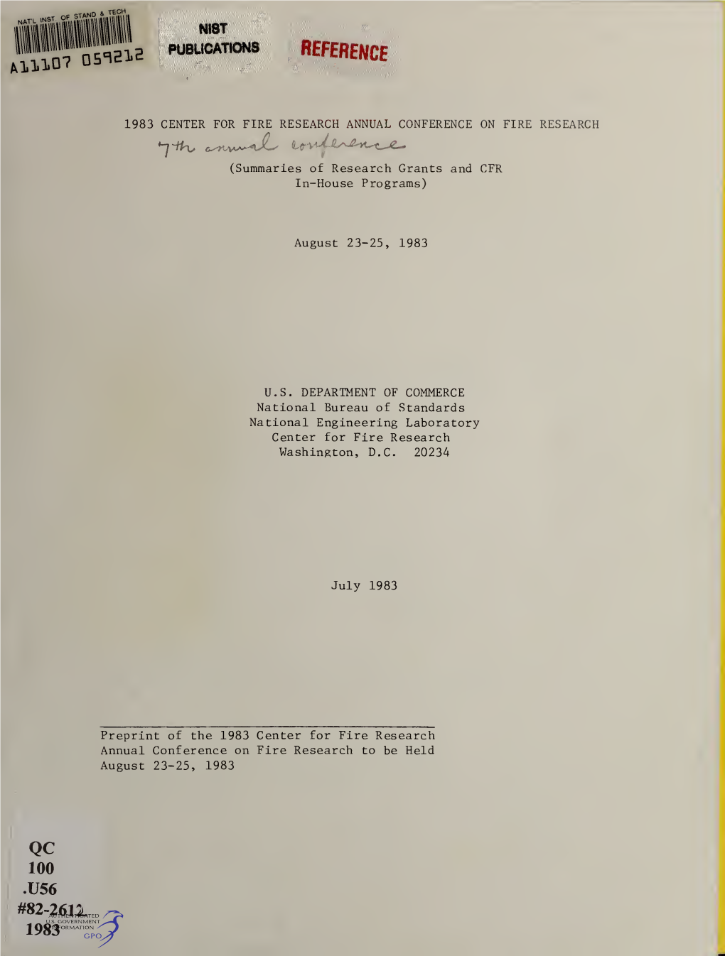 1983 Center for Fire Research Annual Conference on Fire Research