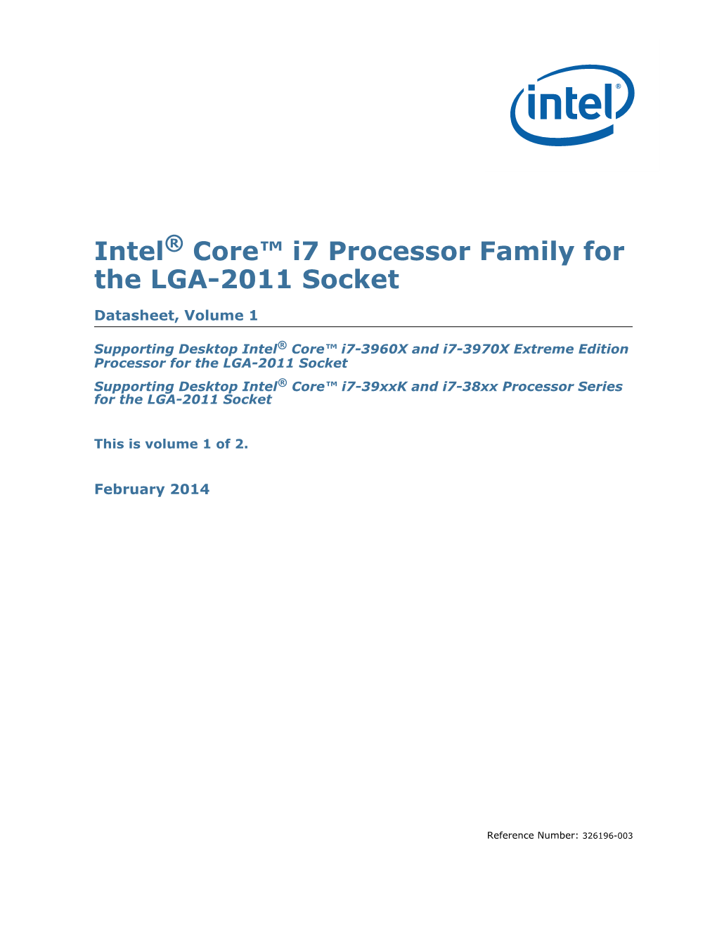 Intel® Core™ I7 Processor Family for the LGA-2011 Socket