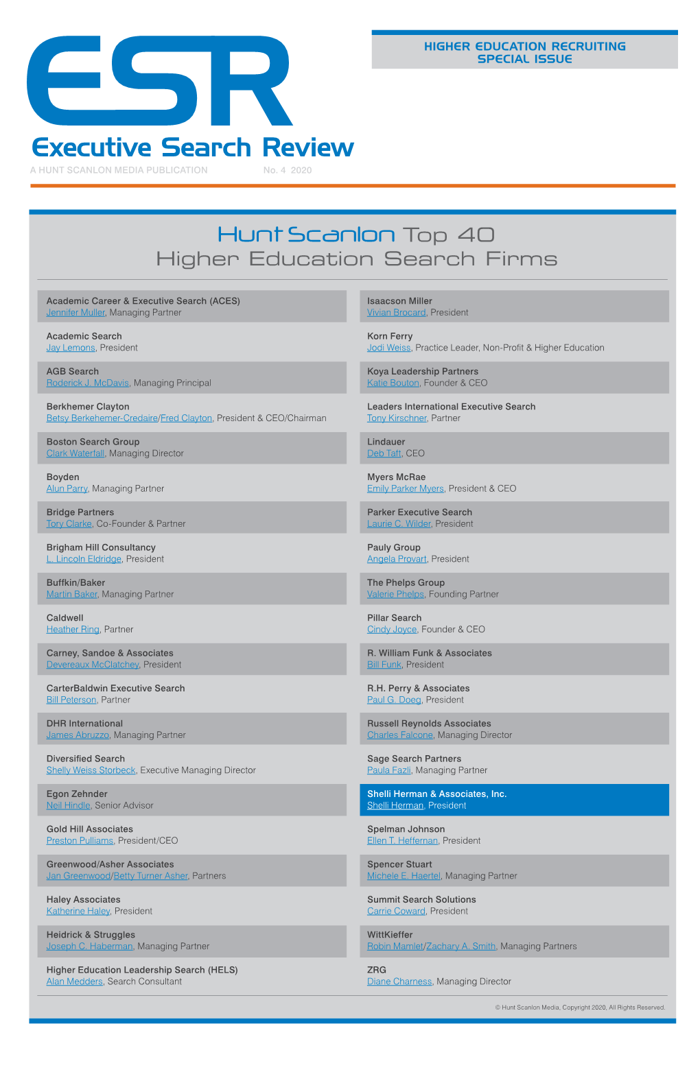 Top 40 Higher Education Search Firms