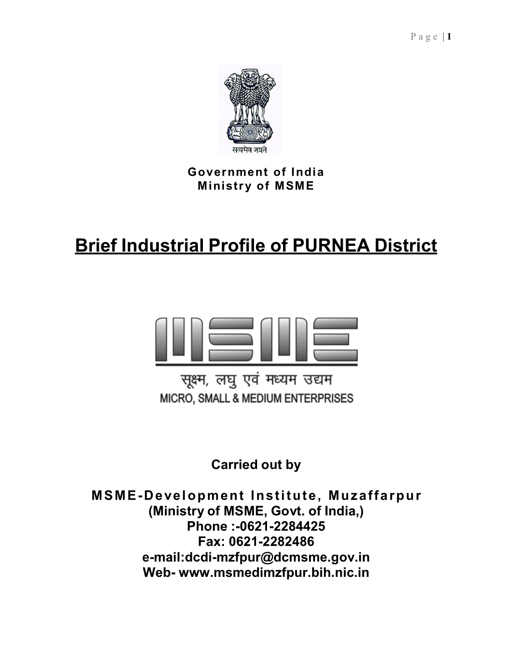 Brief Industrial Profile of PURNEA District