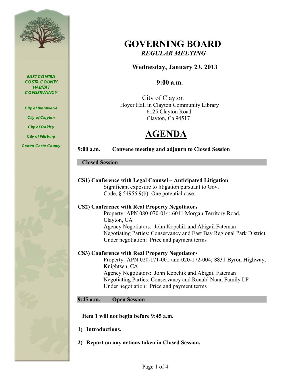 Governing Board Agenda